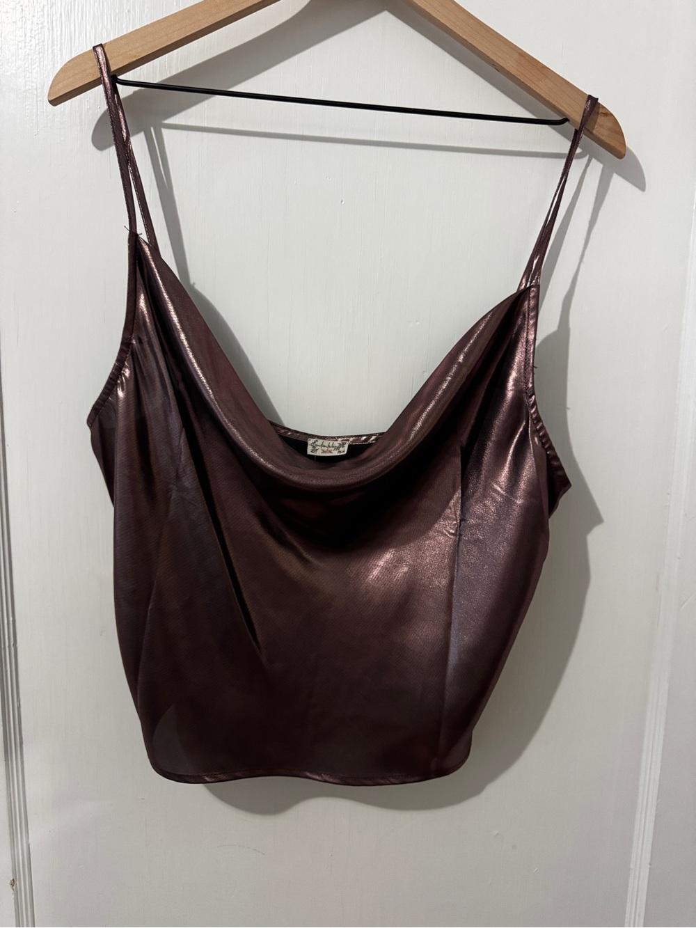 Free People Metallic Plum Cowl-Front Spaghetti Strap Camisole
